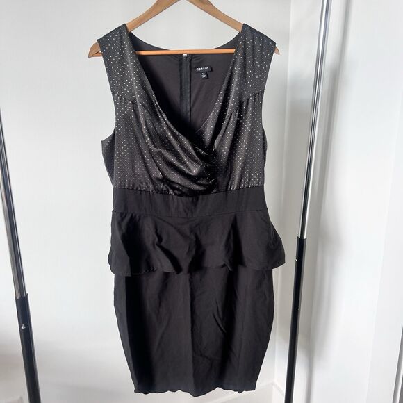 Torrid Black & Gold Peplum Dress Plus Size 12 Fitted Slimming Business Casual - Picture 2 of 4